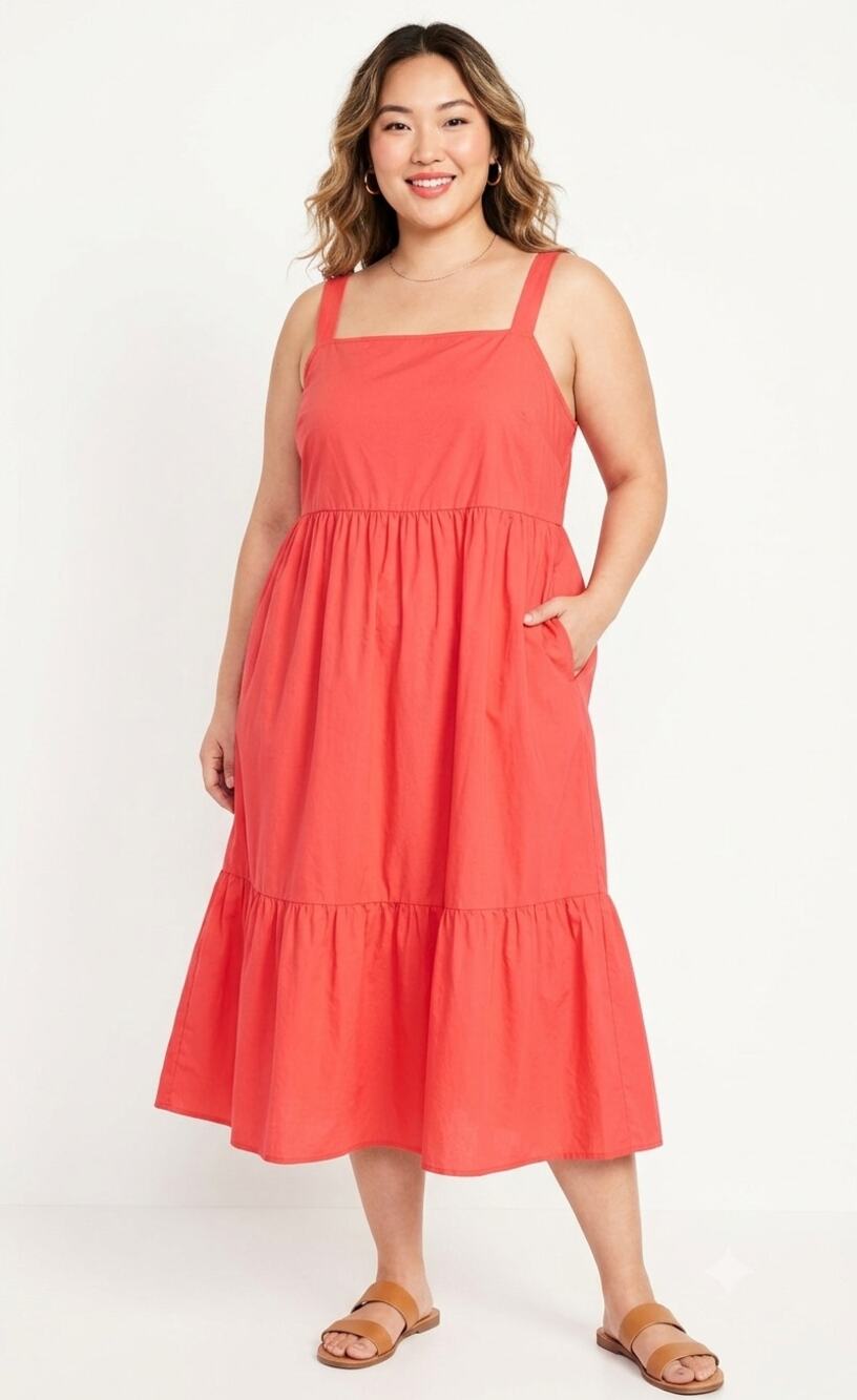 Dress Ava & Viv Red Sleeveless Back Cami Midi-dress-Sze 3x NWOT